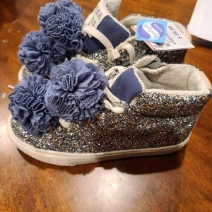 Zara Girls HighTop Sneakers- Blue Glitter